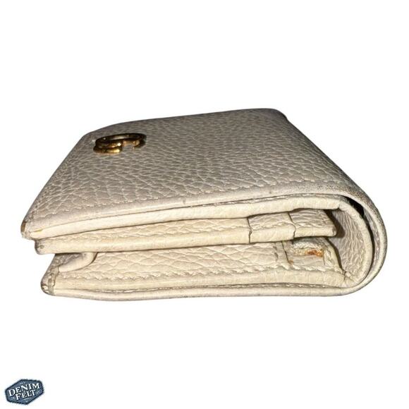 Gucci Marmont Mini Compact Wallet in White Pebbled Leather with Gold Double G - Picture 14 of 16
